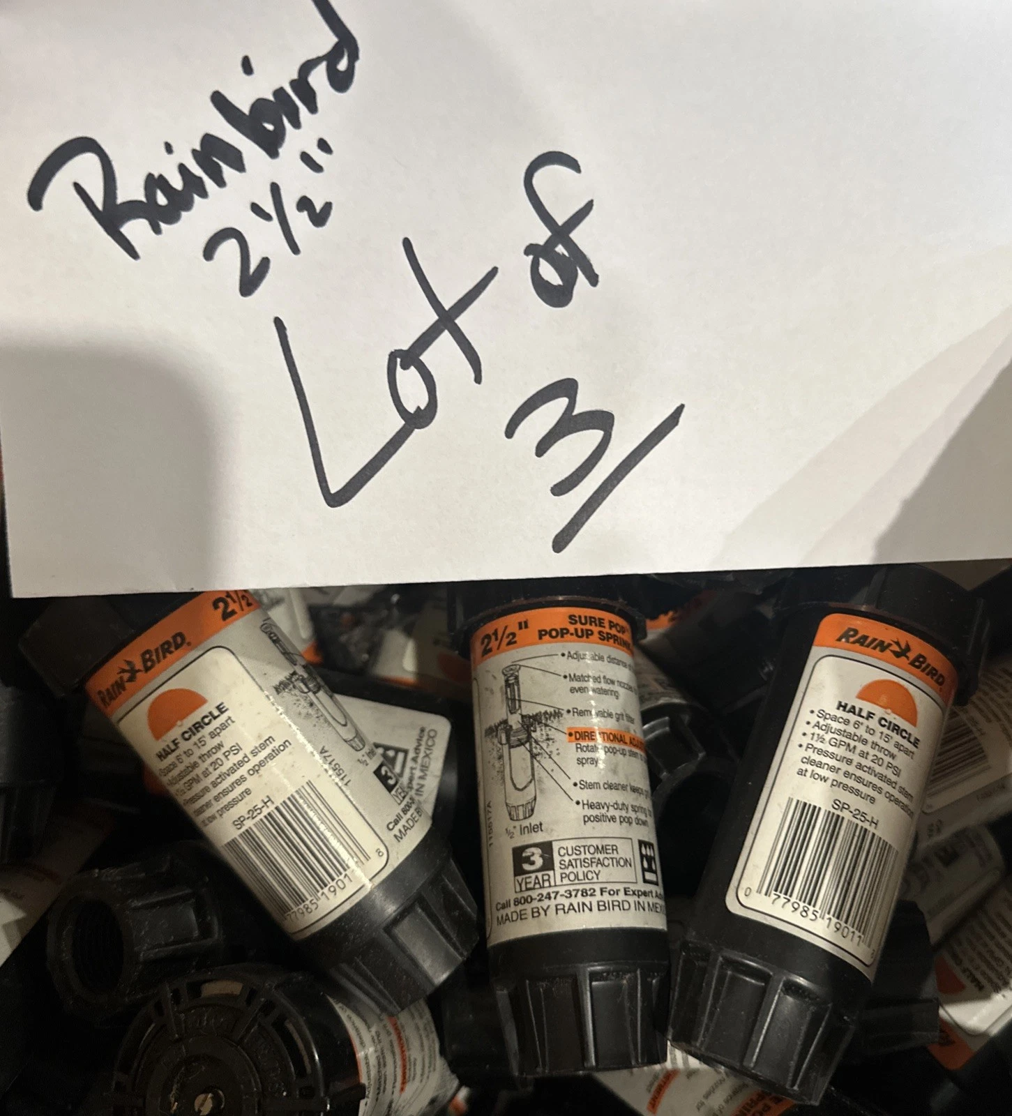 Rain Bird 2-1/2" PopUp Sprinkler Head 360 Sure Pop 600 Series SP25-H FS Lot X3