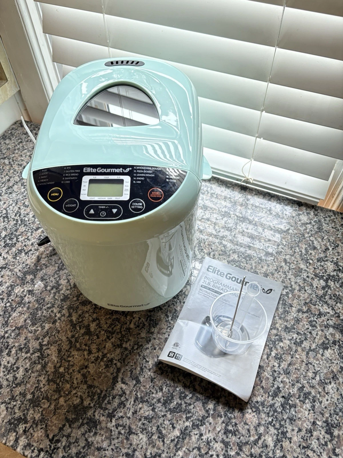 Elite Gourmet EBM8103M Programmable Bread Maker, 2lb, Mint