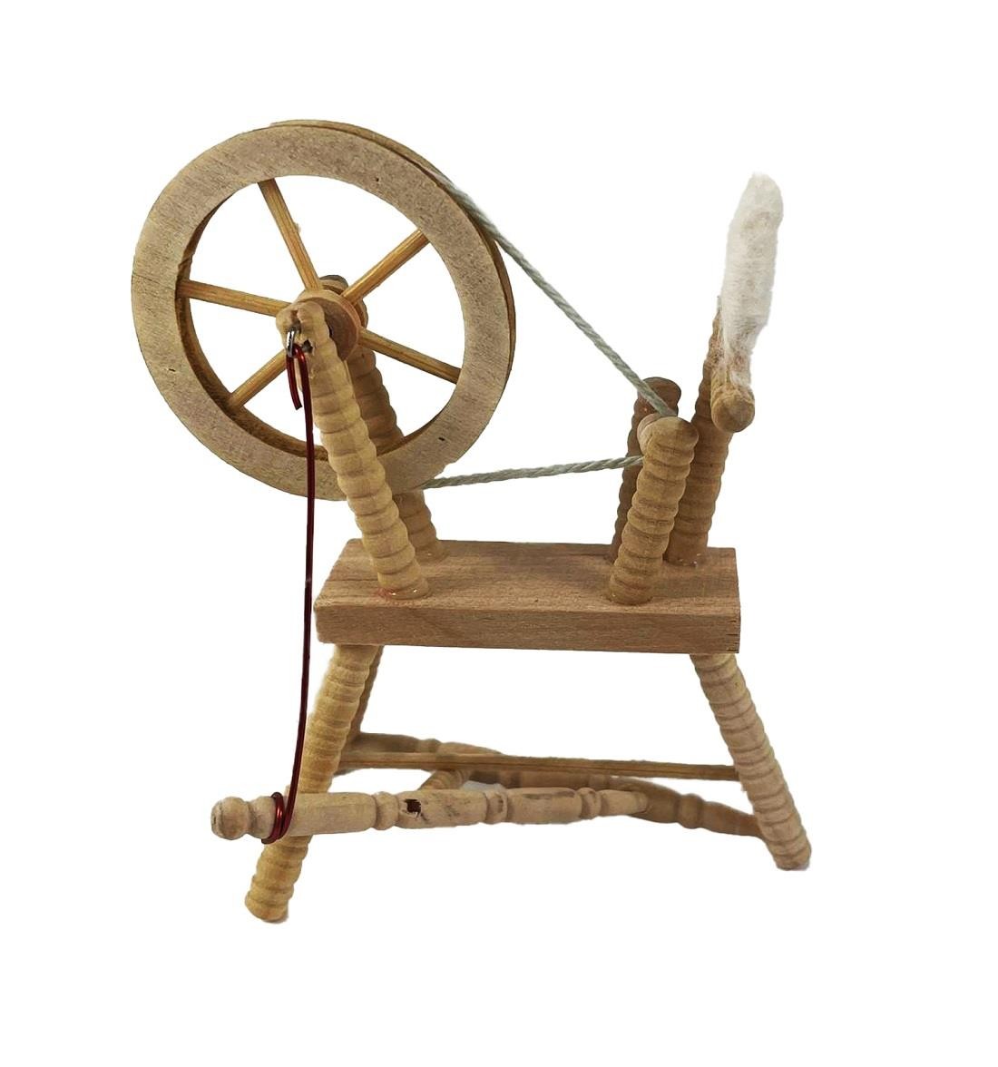 Dolls House Bare Wood Spinning Wheel Miniature Sewing Room Unfinished Furniture