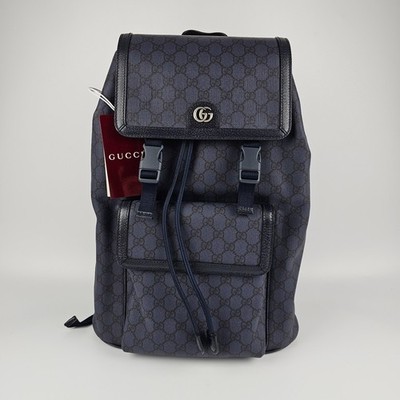 GUCCI Ophidia Large $2550 Blue GG Canvas Backpack New & Authentic