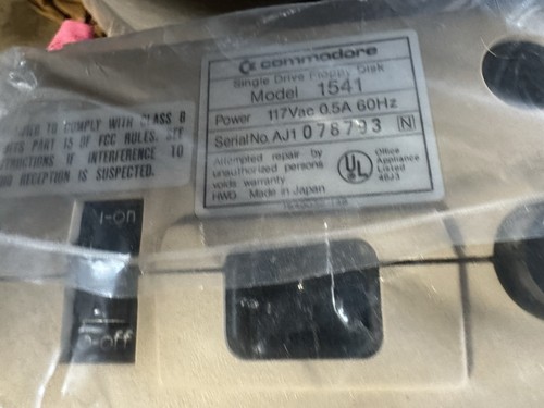 Vintage Commodore Floppy Disk Drive Model 1541 Powers On New No Box Just Unit - Picture 6 of 7