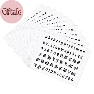 10 Sheets Temporary Tattoos Letters, Small Fake Tattoo Letters, Numbers and Alph