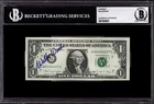**RARE** Willie Wood Signed $1 One US Dollar Bill Encapsulated Beckett BAS