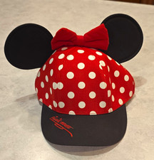 Disney Parks Minnie Mouse Youth Hat Red White Polka Dot Ears Bow Walt Disney