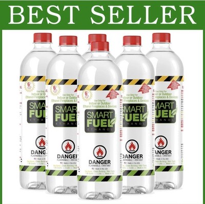 Smart Fuel Clean Burn Ethanol 1.06 Quart Smoke Free Fireplace Fuel Pack Of 6 New