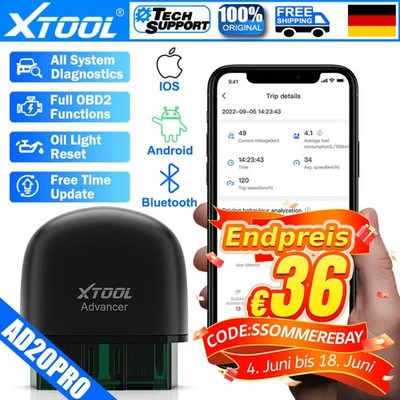 XTOOL AD20 PRO Bluetooth OBD2 Diagnosegerät Codes lesen und löschen Scanner DE