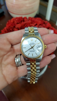 36mm 1987 Rolex Datejust Two Tone Jubilee 18/SS White Dial Fluted