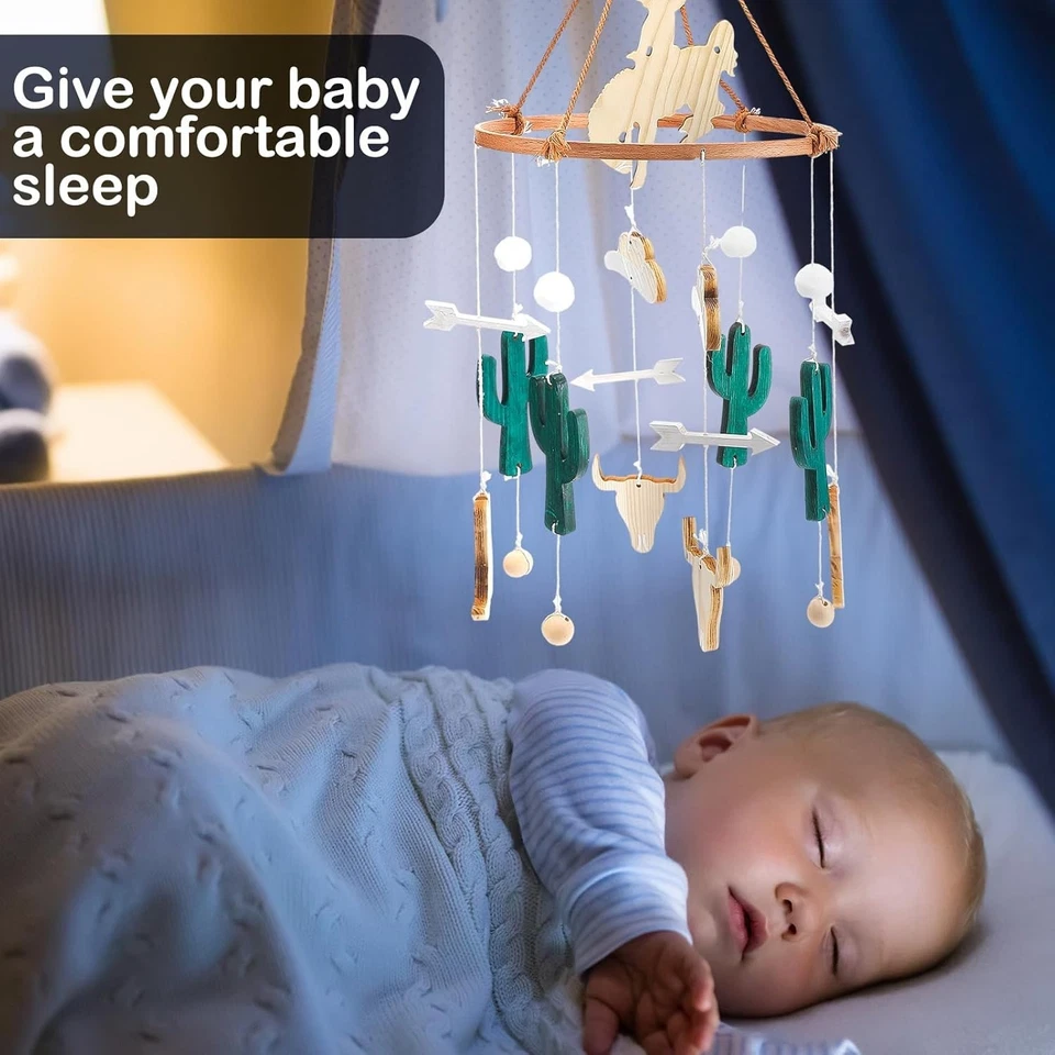 Western Cowboy Baby Mobile for Crib Boho Ceiling Nursery Mobile Wood Wind Chi... - Image 3 of 4