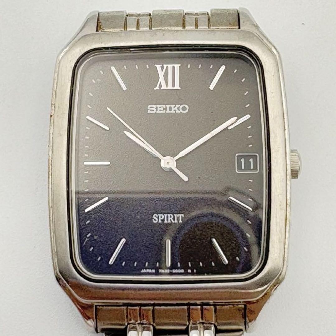 Seiko Spirit Silver Square Date Watch Ref 0418-S5928S