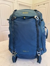 REI Trail 40 Hiking Backpack 40L Blue Nylon Water Resistant Hip Belt Unisex