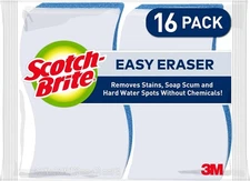 16 Easy 3M Pads Scotch-Brite Easy Erasing Pad, Removes Stains, Smudges & Scuffs