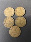 Soviet Union 1930,31,36,37,,57(,Lot Of 5ps),2 Kopeek.bronzeUsed(2)