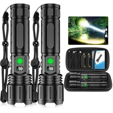 Flashlights High Lumens Rechargeable - 2 Pack Super Bright Powerful LED Flash...