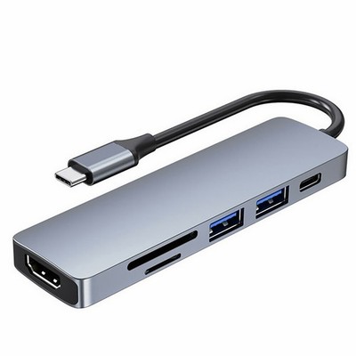 6-In-1 USB-C Hub Type C To 4K HDMI USB3.0 DP Adapter Docking Station Converter A