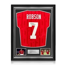 Bryan Robson Signed Manchester United 1992-94 Football Shirt. Superior Frame