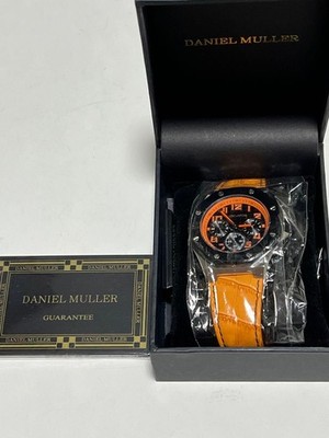 Daniel Muller Chronograph Watch Orange Dial & Strap from Japan