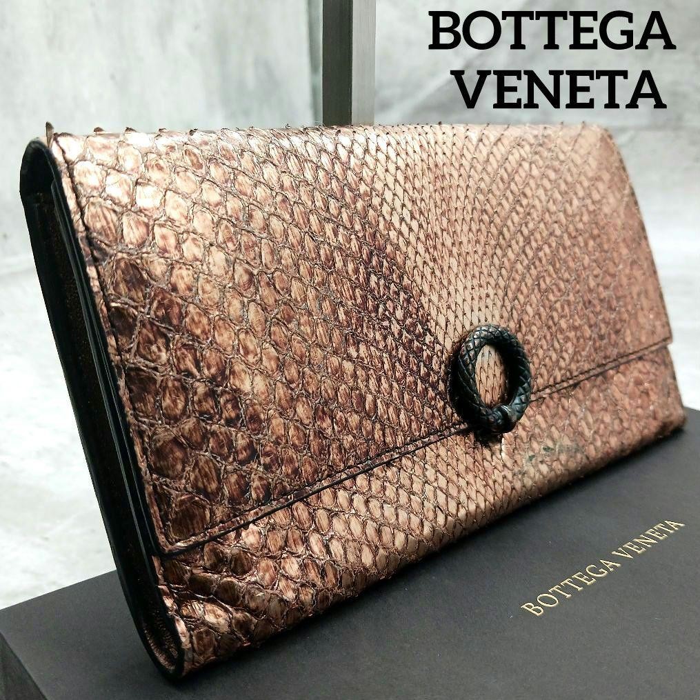 Bottega Veneta Python Women'S Flap Bifold Long Wa… - image 1