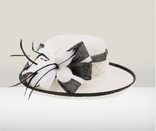 Off-White Black Ladies French Fashion Kentucky Derby Sinamay Curled Edges