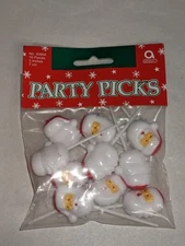 10 Vintage Christmas 3D Santa Head Plastic Cupcake Cake Picks Toppers.   (FS)