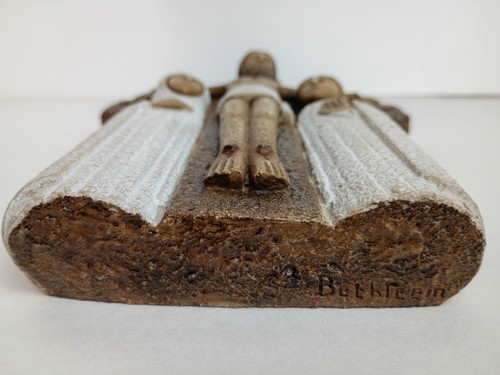 The Compassion, Pyrenean Stone Hanging Crucifix JESUS CHRIST Mary & John 9" tall - Picture 4 of 13