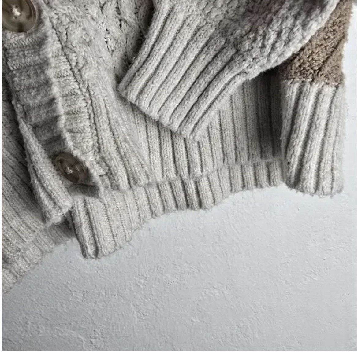 American Eagle Beige Cropped Patchwork Cardigan S… - image 5