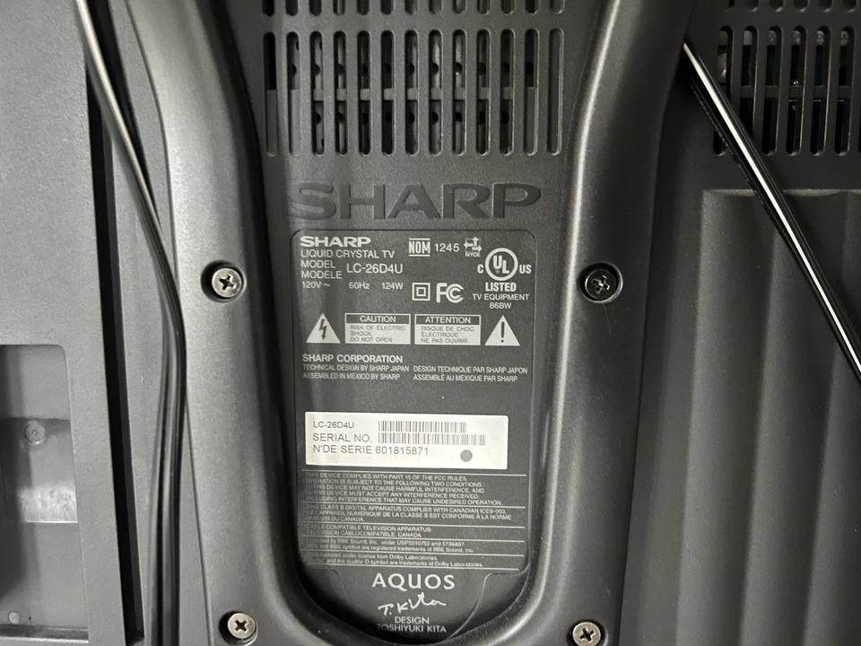 SHARP AQUOS LCD 26" TV 📺 LC-32DA5U w/REMOTE HDMI A/V JACKS RETRO Working - Image 3 of 4