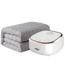 Water Heated Mattress Pad Queen - Wireless Electric Bed Warmer with Quilted C...