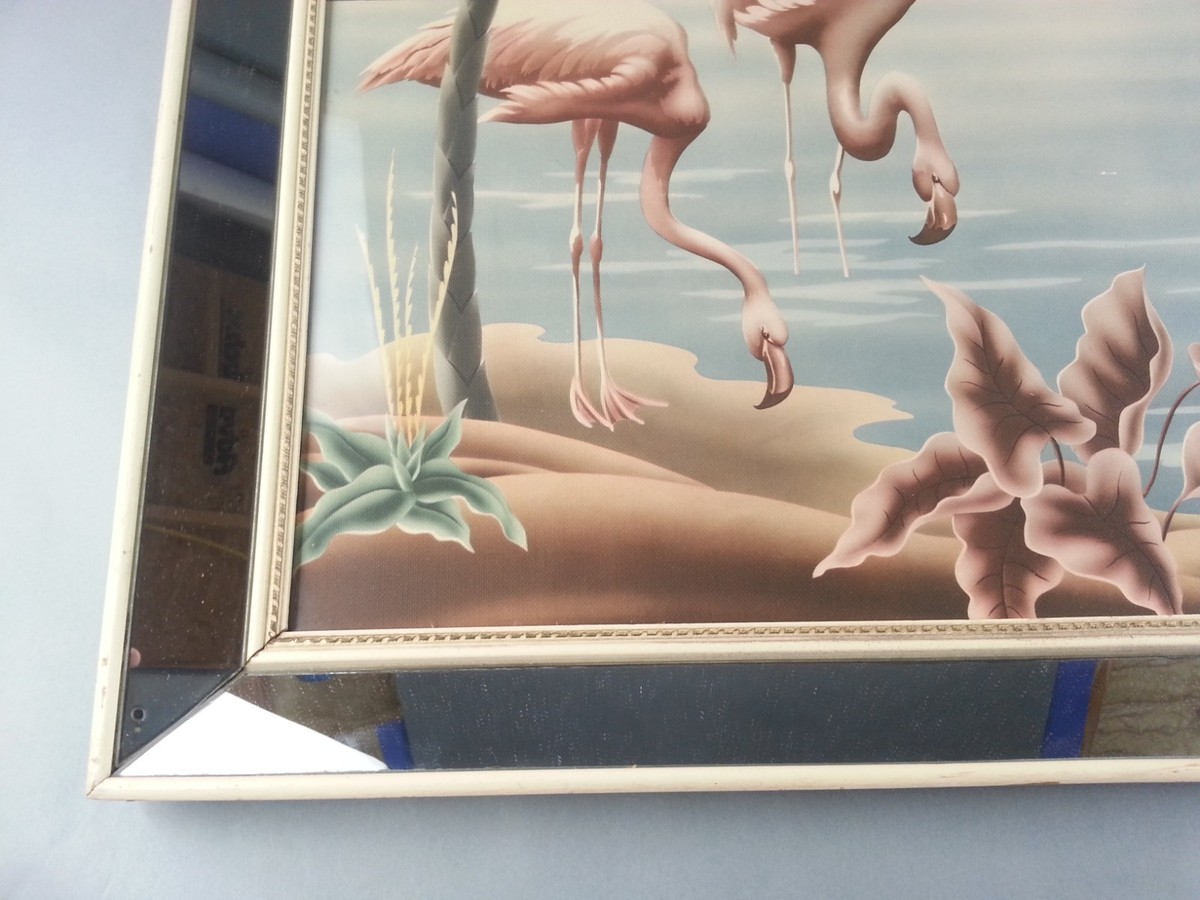 Vintage Mid Century Modern Flamingo Lithograph Picture Print