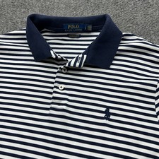 Polo Ralph Lauren Shirt Mens Large Blue Striped Custom Slim Fit Cotton Logo