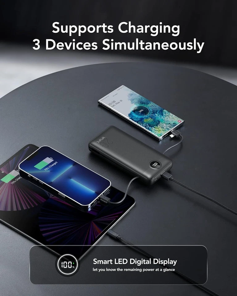 VRURC Power Bank 20000mAh, Fast Charging Portable Charger USB C,4 Output 2 Input - Image 4 of 4