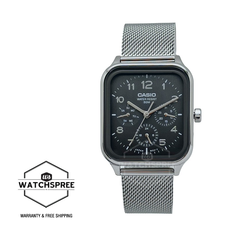 Casio Men's Analog Square Dial Stainless Steel Mesh Band Watch MTP-M306M-8A