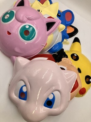 Vintage Pokemon Plastic Face Masks JAPAN Mew, Pikachu, Togepi, Jigglypuff & More