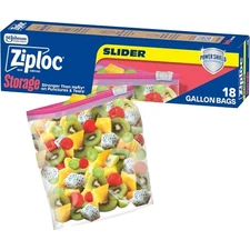 Gallon Food Storage Bags with Slider Closure Durable Reusable 18 Count Pack