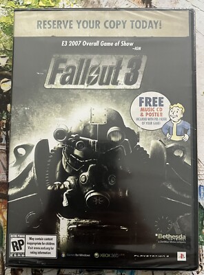 ** Fallout 3 2008 Preorder Promo Soundtrack CD + Poster Bethesda RARE **