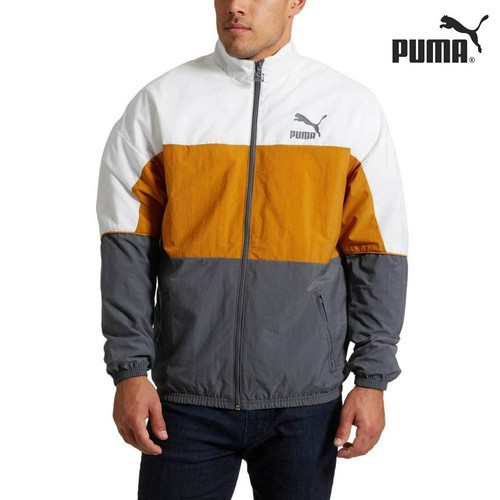 NWT Puma Retro Woven Track Jacket Nylon Glanz Gray White Gold Mens XL - Picture 3 of 10