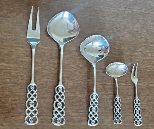 David Andersen Norway 830S Silver Ringebu 5 Piece Serving Ladle Fork Set 165 Gr - Imagen 4 de 9