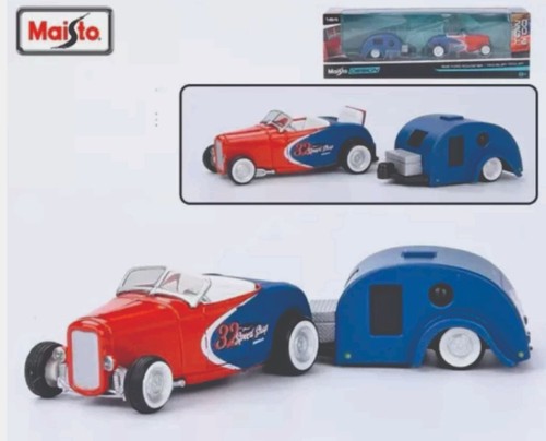 1932 Ford Roadster/Trailer - Maisto Design Elite - 1:64 Scale Rare Limited - Picture 9 of 12