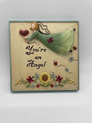 RUSS You re An Angel Plaque 5  Square - Free Standing - Hand Painted New
