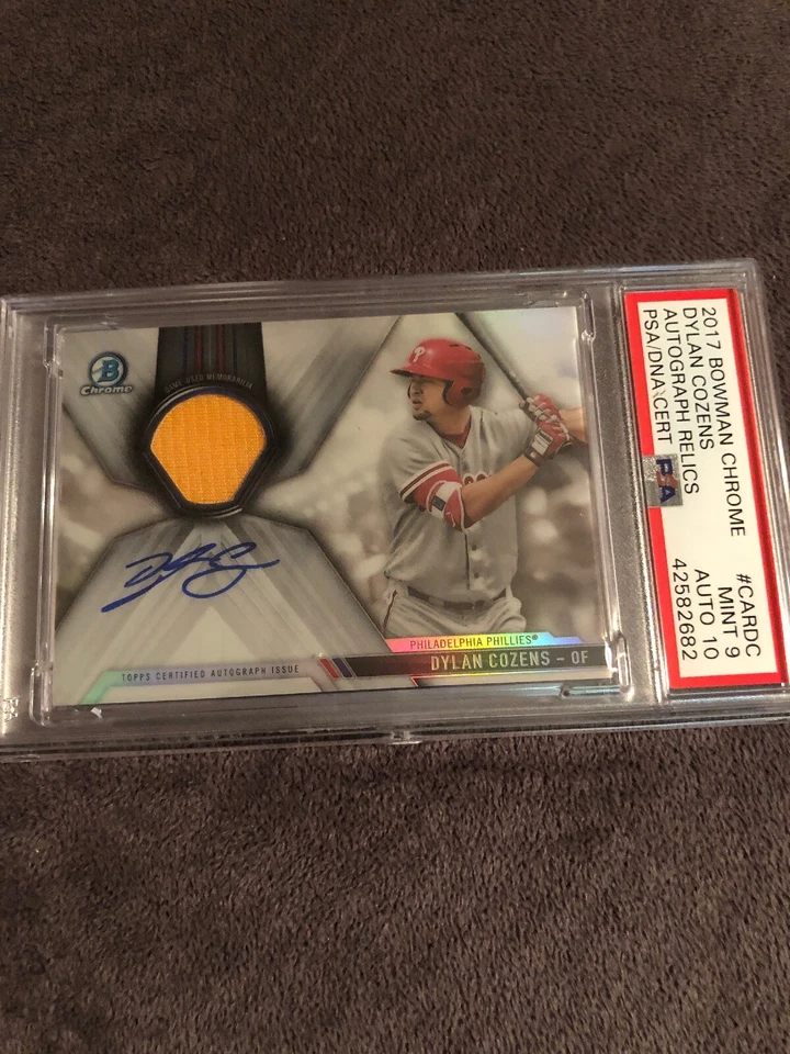 2017 Bowman Chrome Dylan Cozens Phillies Prospect Relic Auto PSA/DNA 9/10💎POP 1 - Image 2 of 4