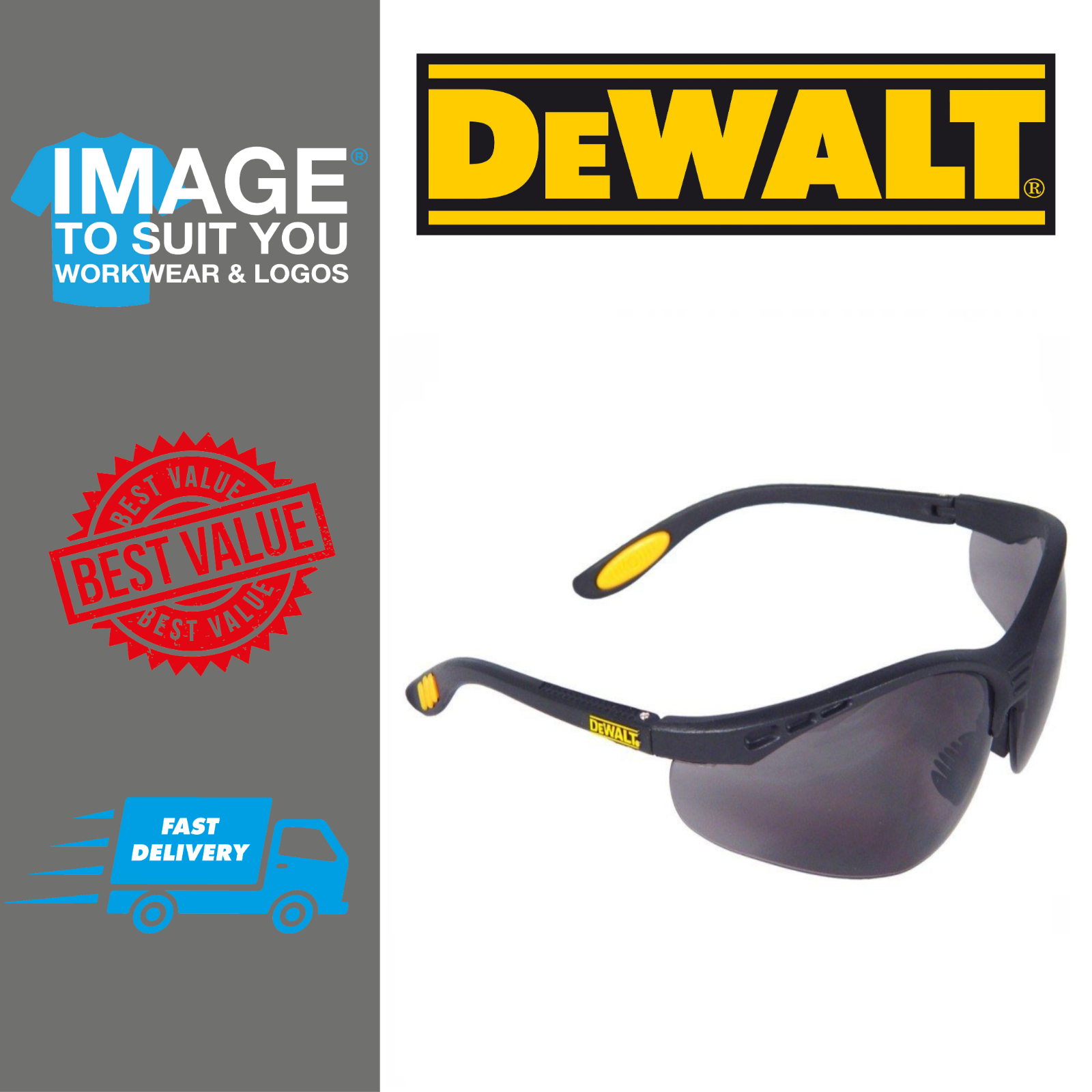 Dewalt Reinforcer Safety Glasses Protective Specs Smoke DPG58 eBay