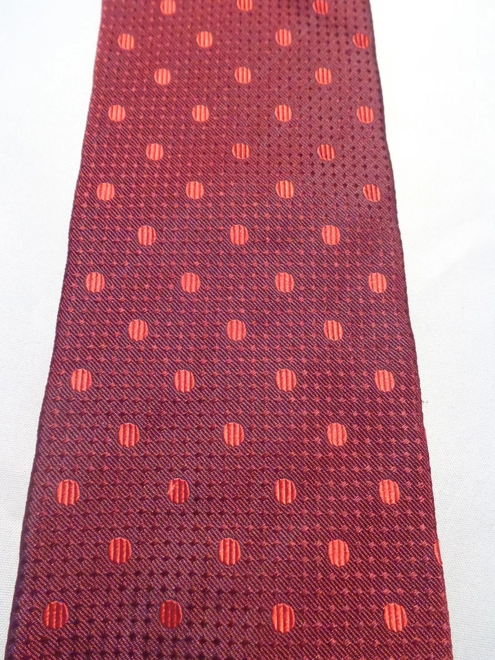 EXPRESS MENS TIE BURGUNDY WITH RED POLKA DOTS 61 X 3.75 - Image 3 of 4