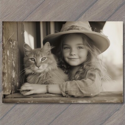 STICKER Girl Happy Cat Weird Creepy Pet Old Vibe Unusual Cute Scary Strange Fu