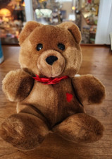 Vtg DAKIN Teddy Bear Plush 1985 Red Bow and Heart