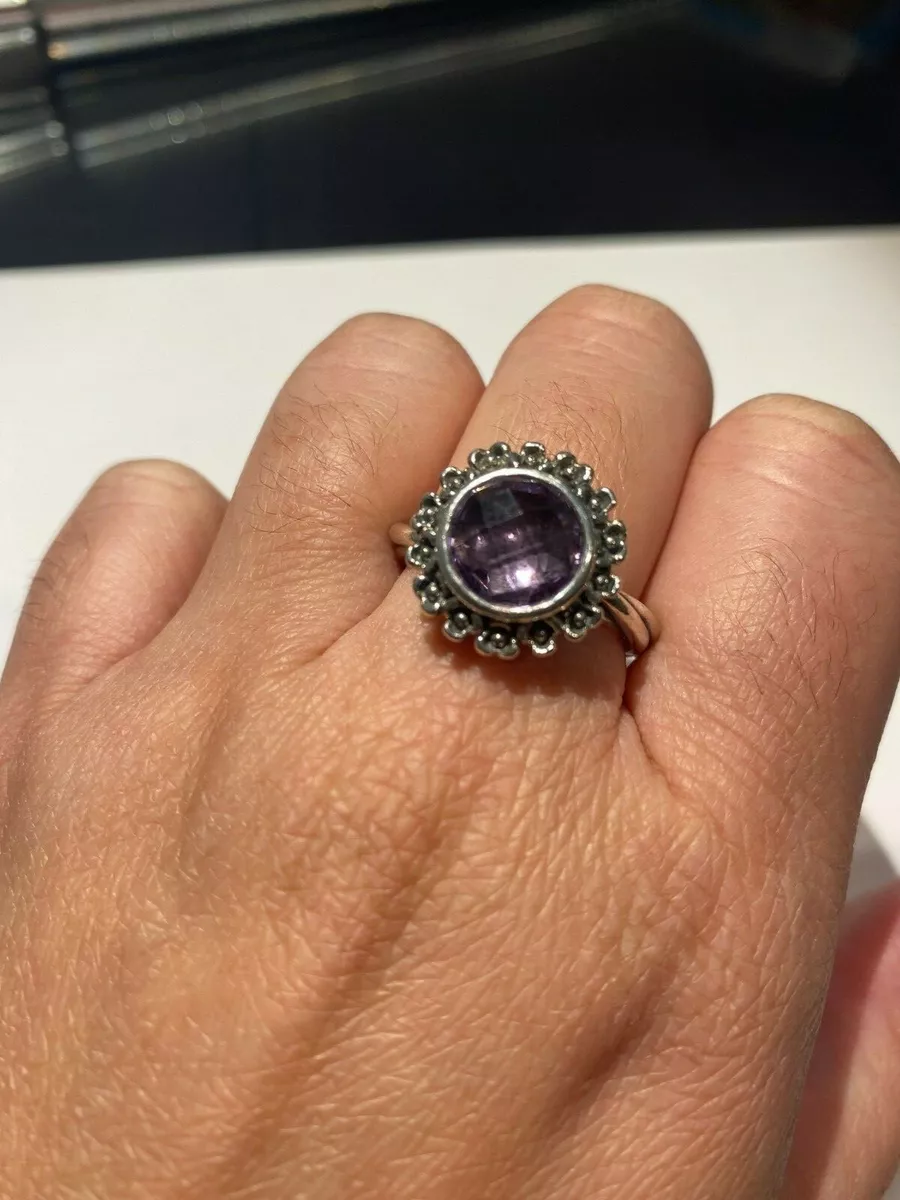 AUTHENTIC PANDORA Amethyst Floral Elegance Ring SIZE 7.75 eBay