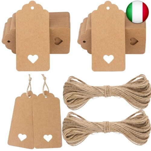 100PCS Etichette Regalo,Etichette in Carta Kraft,Etichette Kraft Etichette per