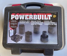 Powerbuilt 648636 Spindle Nut Socket Tool Kit, 5 Piece, Remove Spindle Nuts