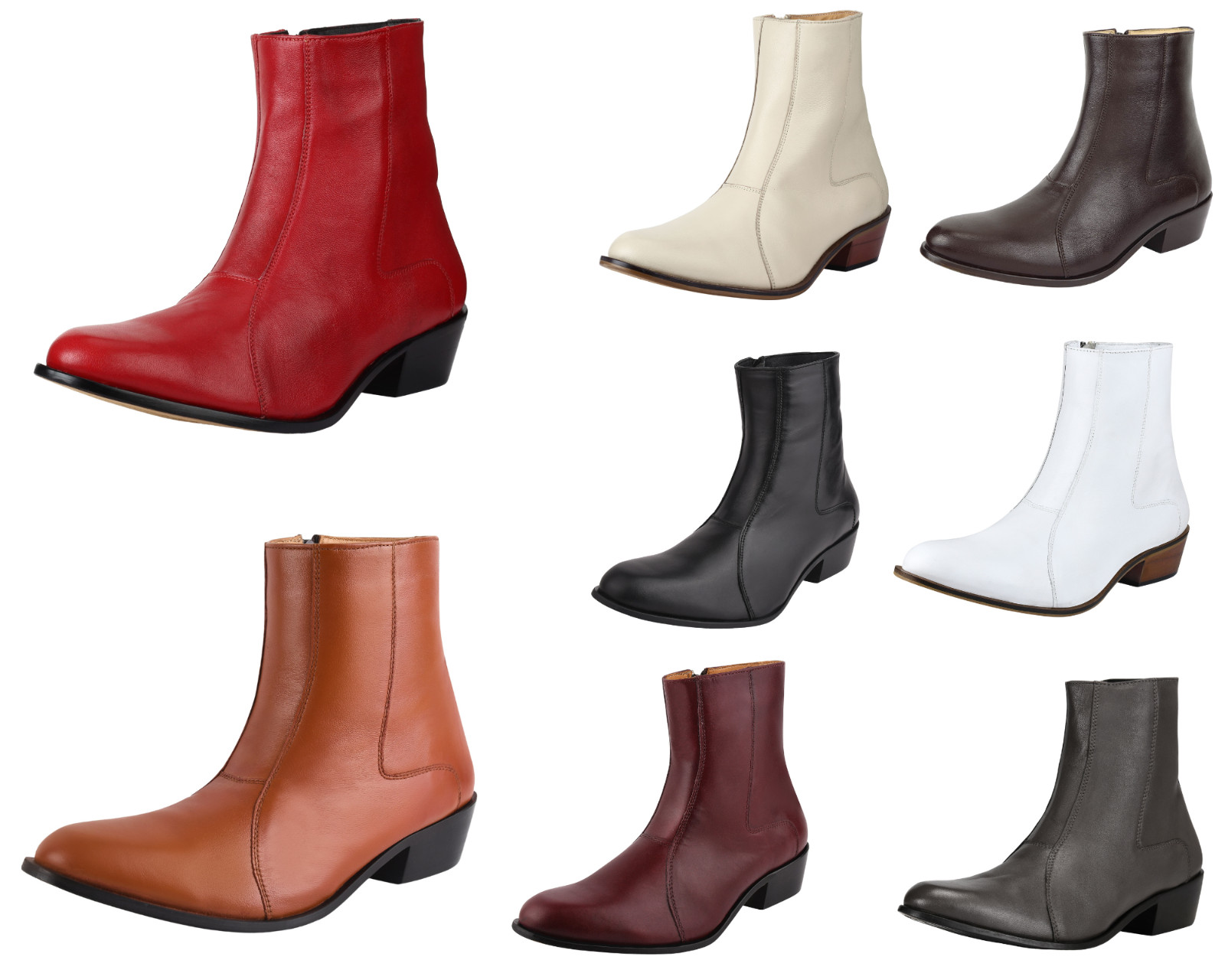 LIBERTYZENO Para Hombre Cuero Tacón Cubano Con Cremallera Lado Occidental Vaquero Botines de Vestir al Tobillo