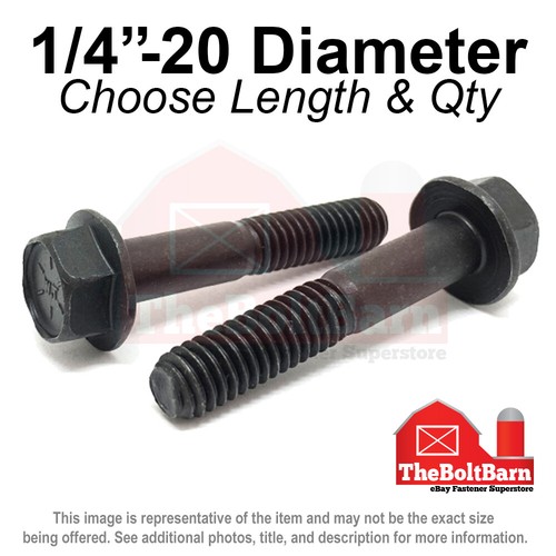 1/4"-20 Grade 8 Hex Flange Screws Frame Bolts Phos Oil (Pick Length & Qty) - Picture 8 of 16