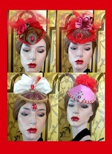 Ladies One-of-a Kind Red Fascinator Hat Unique Accents