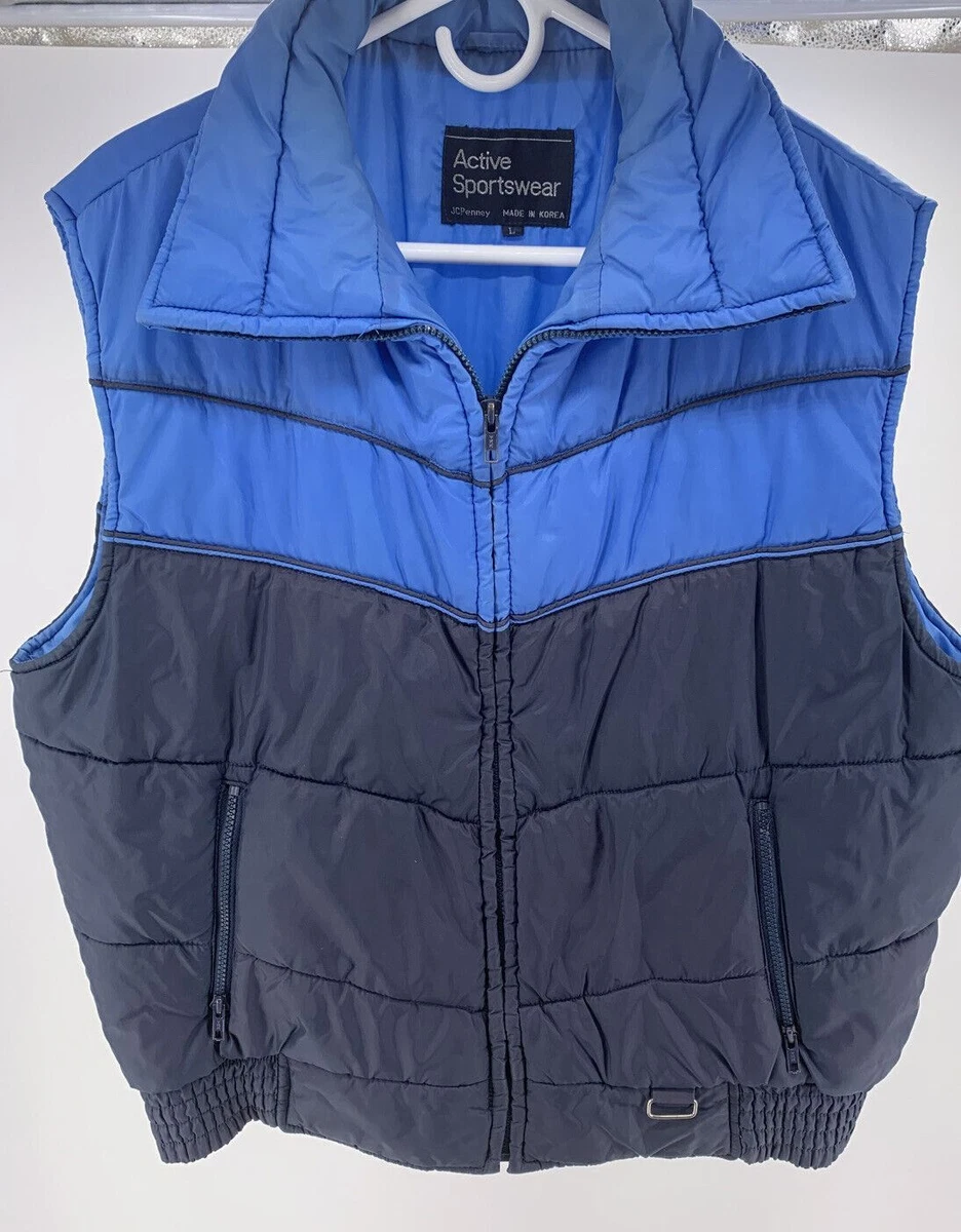 VTG J.C. Penny Active Sportswear Blue Two Tone Winter Vest Size L